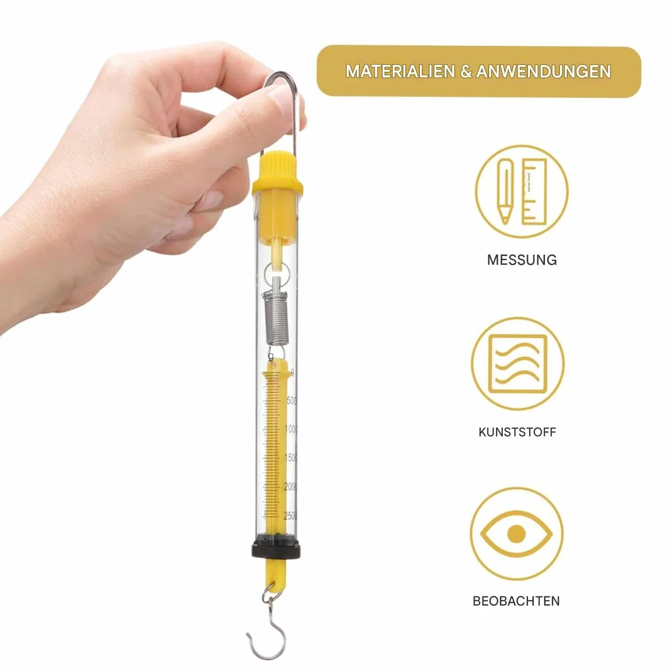 JINGLING Scaletta a molla Tubular Spring, capacità 2,5N | Dinamometro fisica,Per istituzioni scolastiche e laboratori educativi per scienze naturali