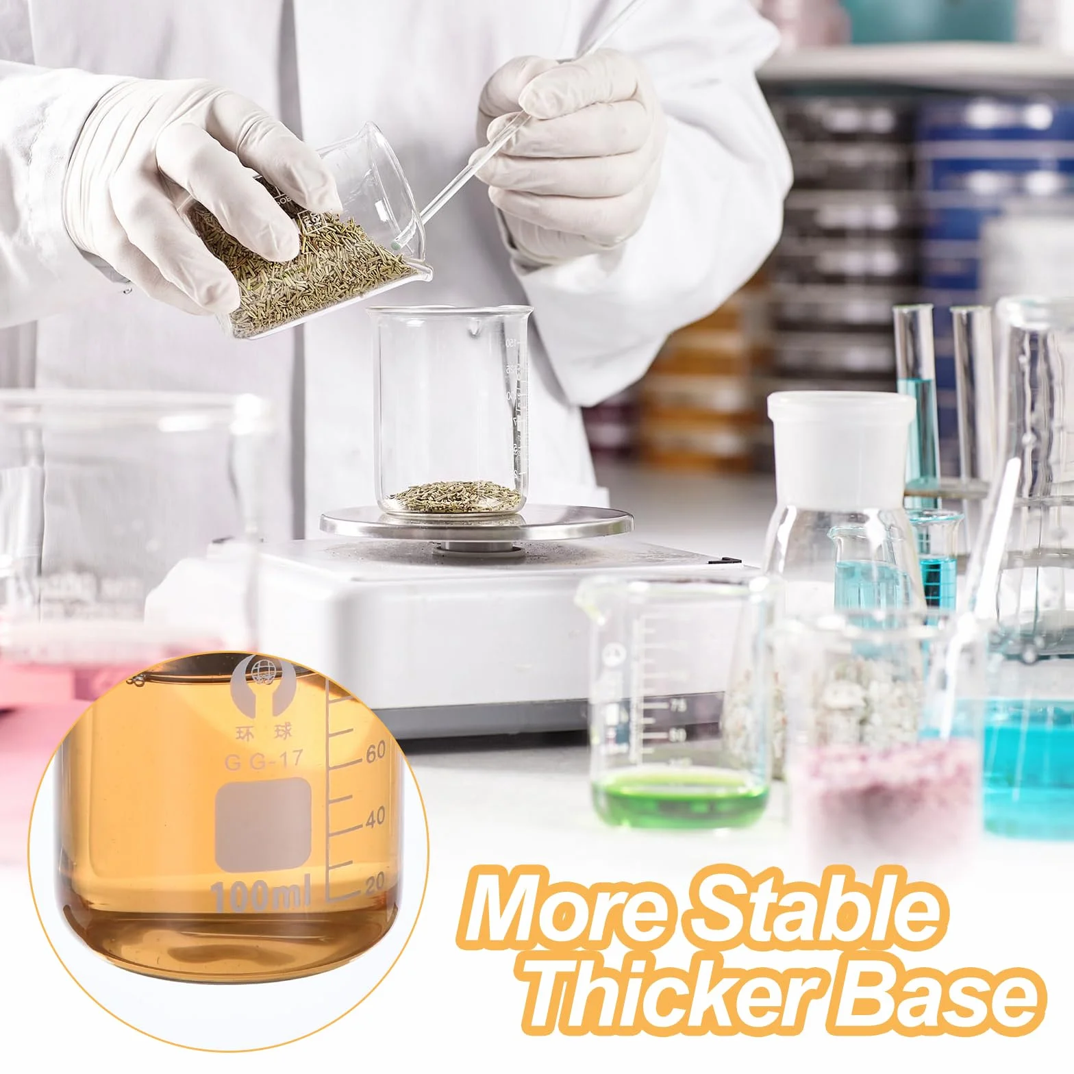PATIKIL 100ml Basso Forma Vetro Secchiello, 12pz 3.3 Vetro Borosilicato Vetro Graduato Stampato Bilancia Misuratore Tazze con Beccuccio per Cucina Laboratorio Liquidi