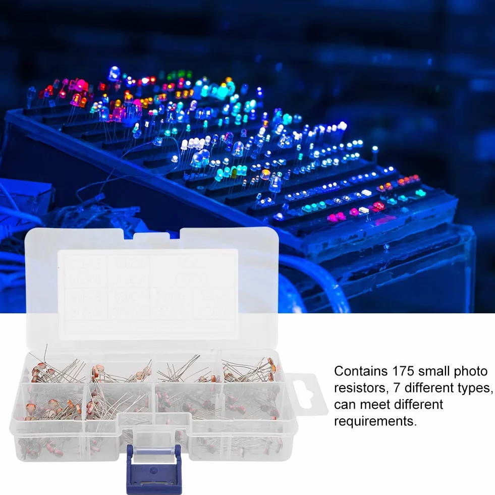 KIMISS Kit Fotoresistenza 175 Pezzi - GL5506 GL5516 GL5526 GL5528 GL5537 GL5539 GL5549 per Progetti di Elettronica Fai Te