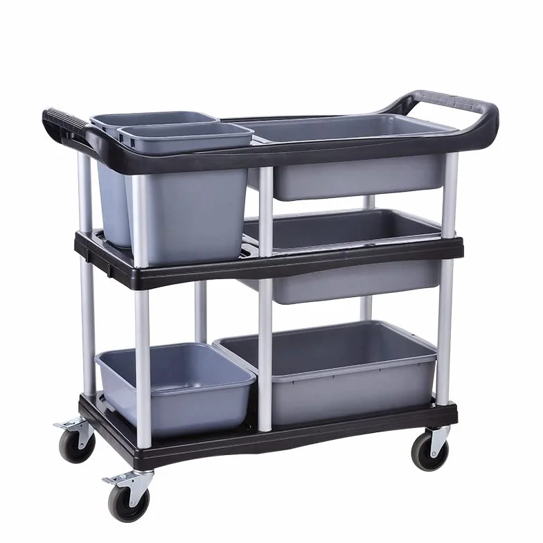 GX-032E Carrello di scolo e di demolizione, carrello da cucina, carrello a 3 livelli con freni, 104 x 46 x 91 cm