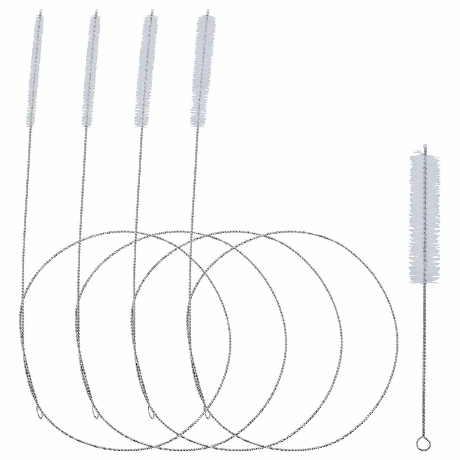 4 spazzole per tubo, spazzola per la pulizia in acciaio inox, 1 m, spazzola per bottiglie, spazzola extra lunga, spazzola per tubo di paglia, tubo, bottiglie, scarico frigorifero