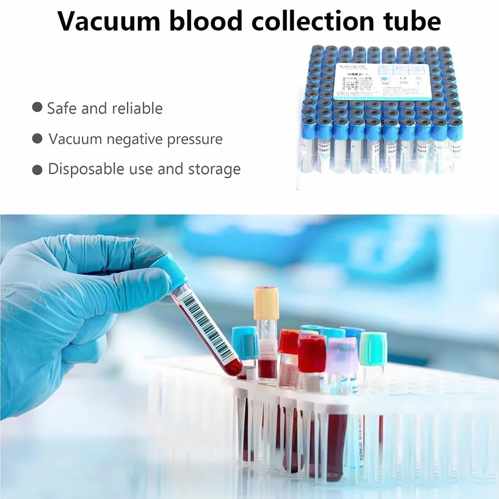 Provette per Prelievo Di Sangue Sottovuoto, Provette per Prelievo Di Sangue Da Laboratorio Da 3/5/10 Ml, 1 Confezione Da 100, Provette Con Citrato Di Sodio, Per Laboratori E Cliniche,10ml
