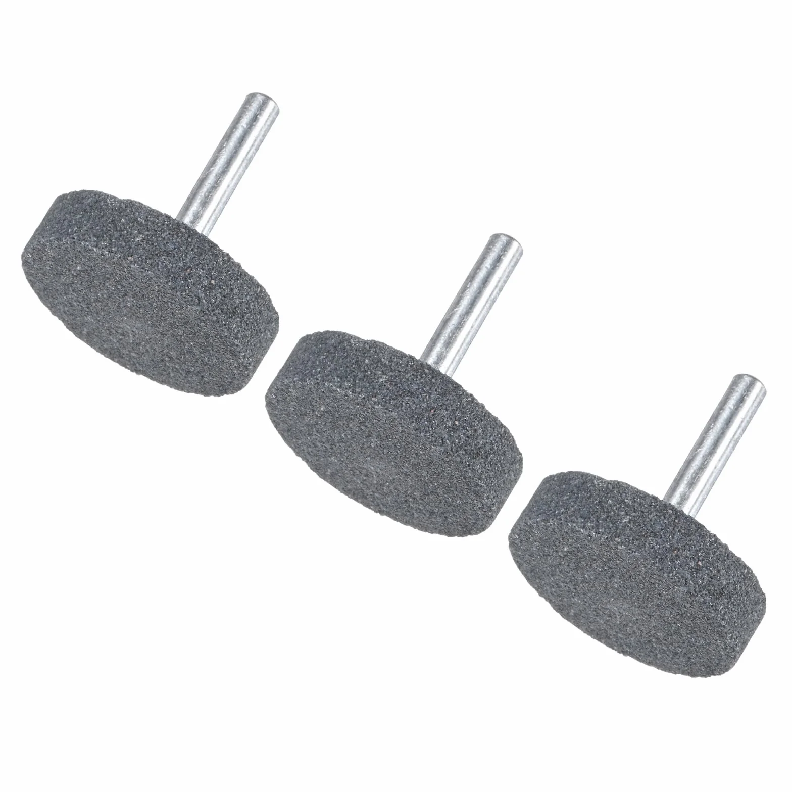M METERXITY 3-Pack Ruote Abrasive In Pietra Montate, 1/4 Pollici(6mm) Albero In Ossido Di Alluminio Per Levigatura E Lucidatura, 1.57 Pollici(40mm) Diametro 80 Grana Punta [Grigio]