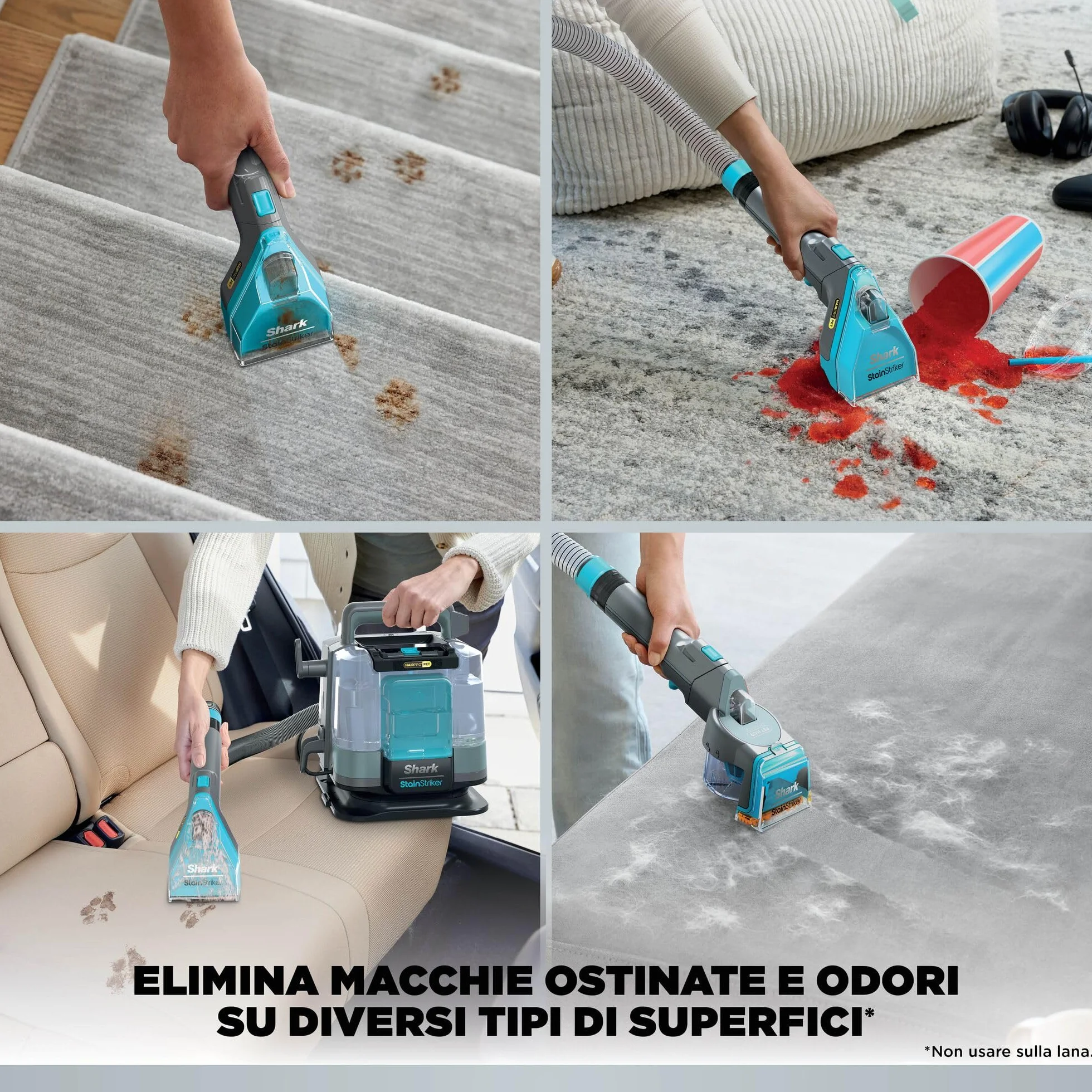 Shark StainStriker HairPro Pet - Pulitore per Tappezzeria e Smacchiatore, 450 W - Adatto a Case con Animali Domestici e Fessure Difficili - 5 Accessori, 2 Detergenti - Modello PX200EUCP