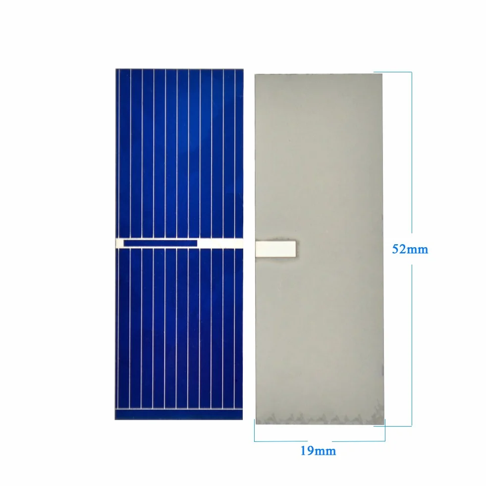 100pcs 0.5V 400mA Micro Mini Celle Solari per Pannelli Solari 52mmx 19mm/2''x0.75" Policristallino Silicio Fotovoltaico Celle Solari Energia Solare per FAI DA TE Caricatore Del Telefono