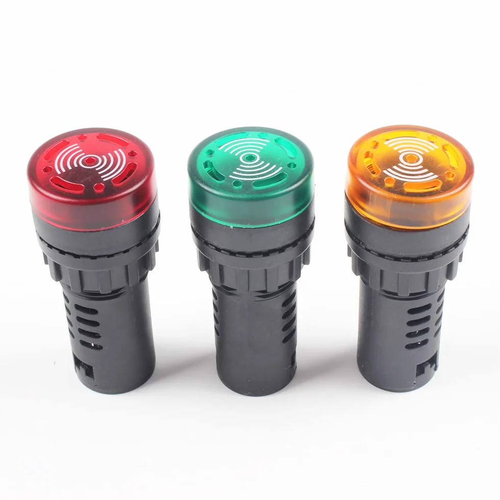 Indicatore luminoso rosso/giallo/verde con cicalino AC/DC 24V/220V montaggio a pannello 22mm