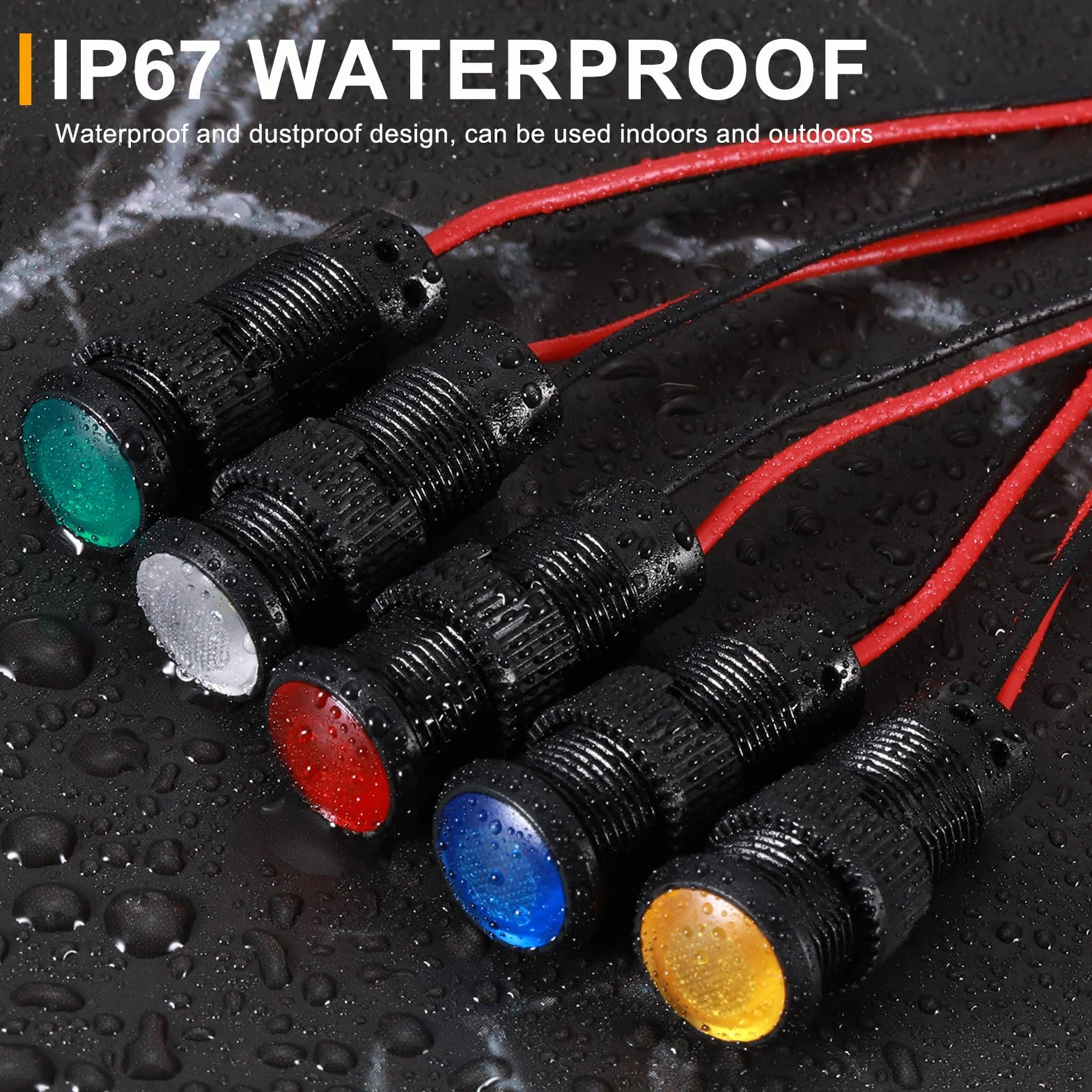 PATIKIL 5Pz 10mm LED Spia Indicatrice 12V-24V AC/DC IP67 Lampada Segnale Impermeabile Testa Rotonda per Barca Auto 5 Colori