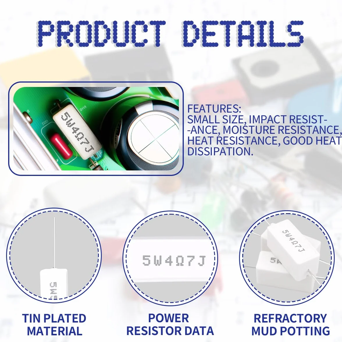 10 Pz 5W 5% Tolleranza 4.7 ohm Resistenza di cemento ceramico per progetti ed esperimenti fai da te