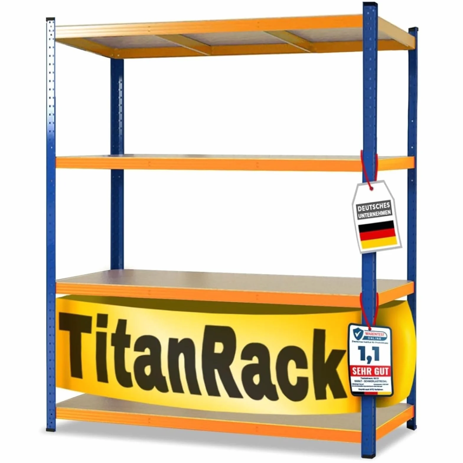 etm Scaffalatura larga 200 x 180 x 60 cm – con portata fino a 1500 kg, utilizzabile come scaffale per carichi pesanti, scaffale per magazzini, cantine, scaffalatura, blu/arancione