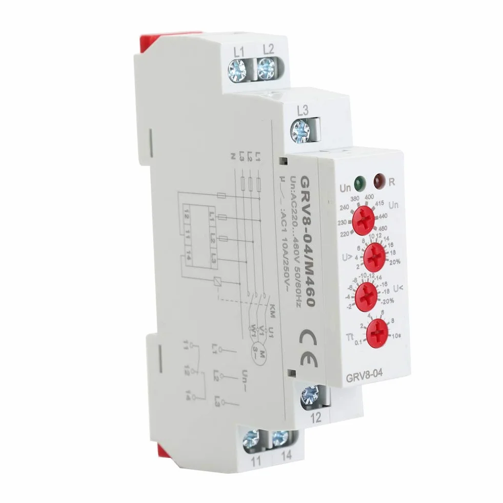 Relè di Controllo della Tensione Relè di Protezione Grv8 04 Relè di Monitoraggio della Tensione Trifase Sequenza di Fase Protezione Dalla Mancanza di Fase M460