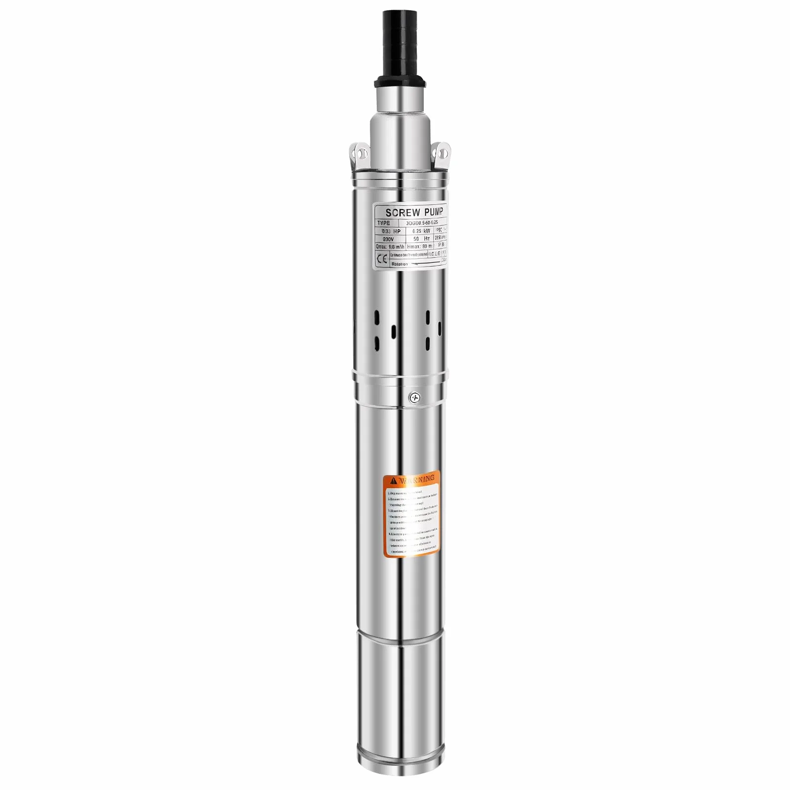Pompa per fontana profonda, 250 W, in acciaio inox 304, 80 m, 1600 l/H, Ip68, cavo da 20 m, collegamento silenzioso da 1 pollice, per giardino