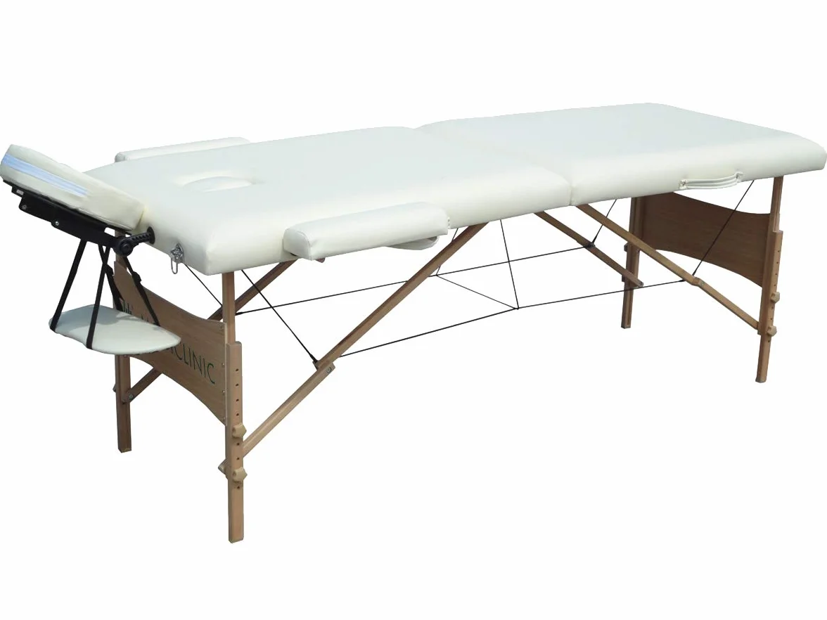 Mobiclinic®, Lettino Massaggi, Light, Marchio Europeo, Massaggio, Flessibile, Per fisioterapia, Pieghevole, Appoggiatesta, Portatile, Legno, 186x60 cm, Color crema