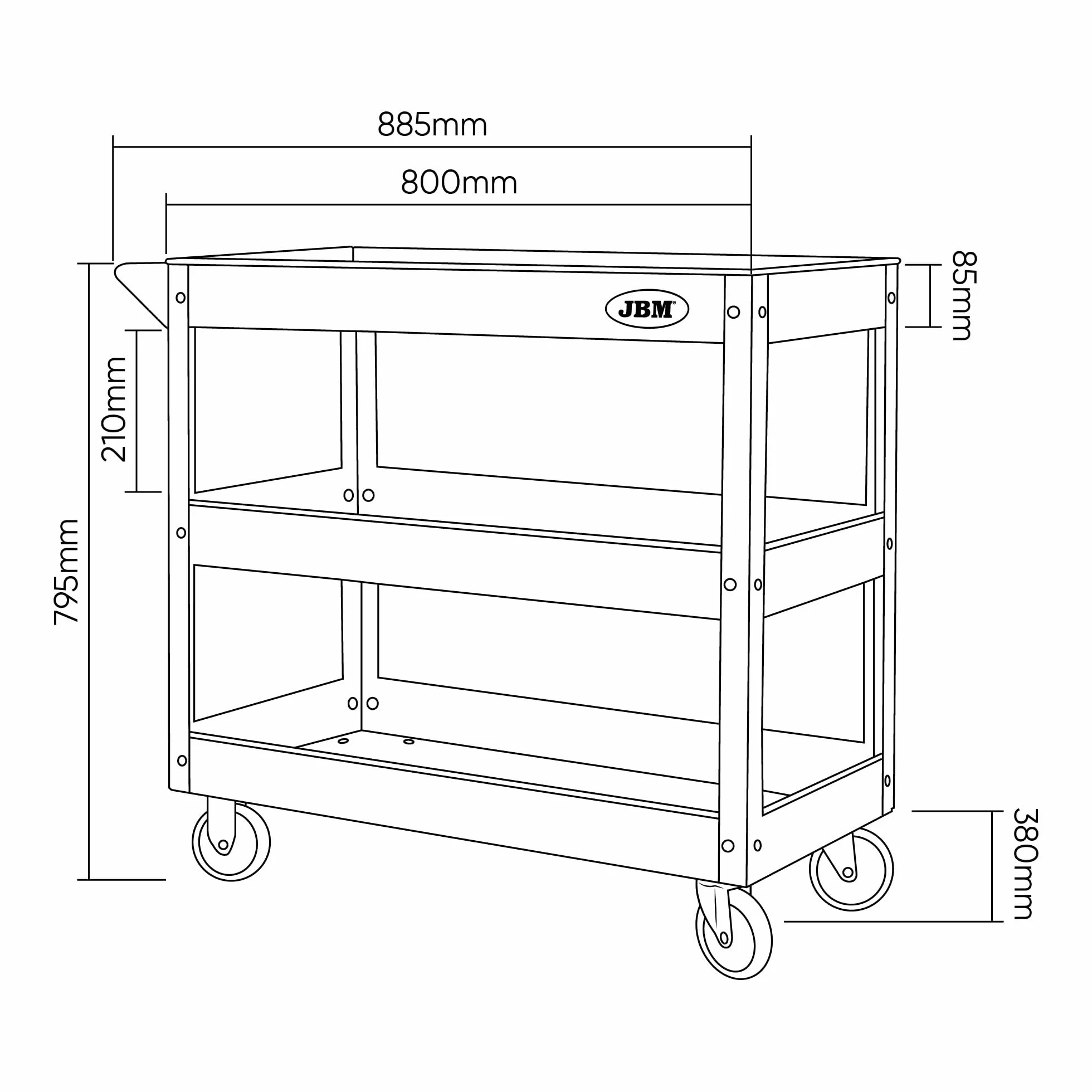 Carrello Porta Attrezzi da Officina 3 Ripiani in Acciaio SPCC, Portautensili Professionale con 4 Ruote, Capacità 100 kg, per Meccanici, Carrozzerie e Gommisti