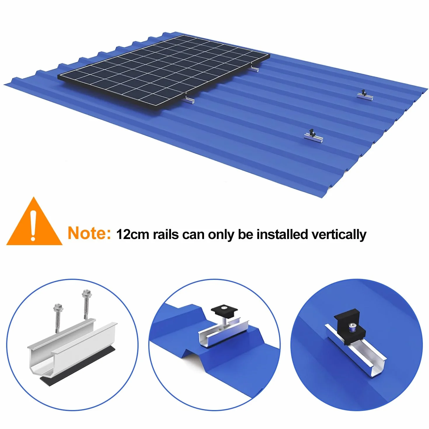 Kit di supporto per modulo solare (12 cm) e accessori, fissaggio pannelli fotovoltaici (30 – 35 mm) staffe a l per pannelli solari, centralina solare da balcone, guida a T