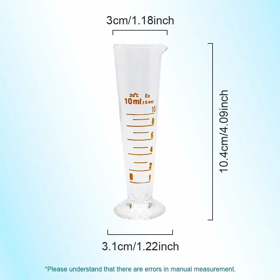 1 misurino conico graduato da 5 ml a 2000 ml con base in vetro per farmacia, con beccuccio (10 ml)