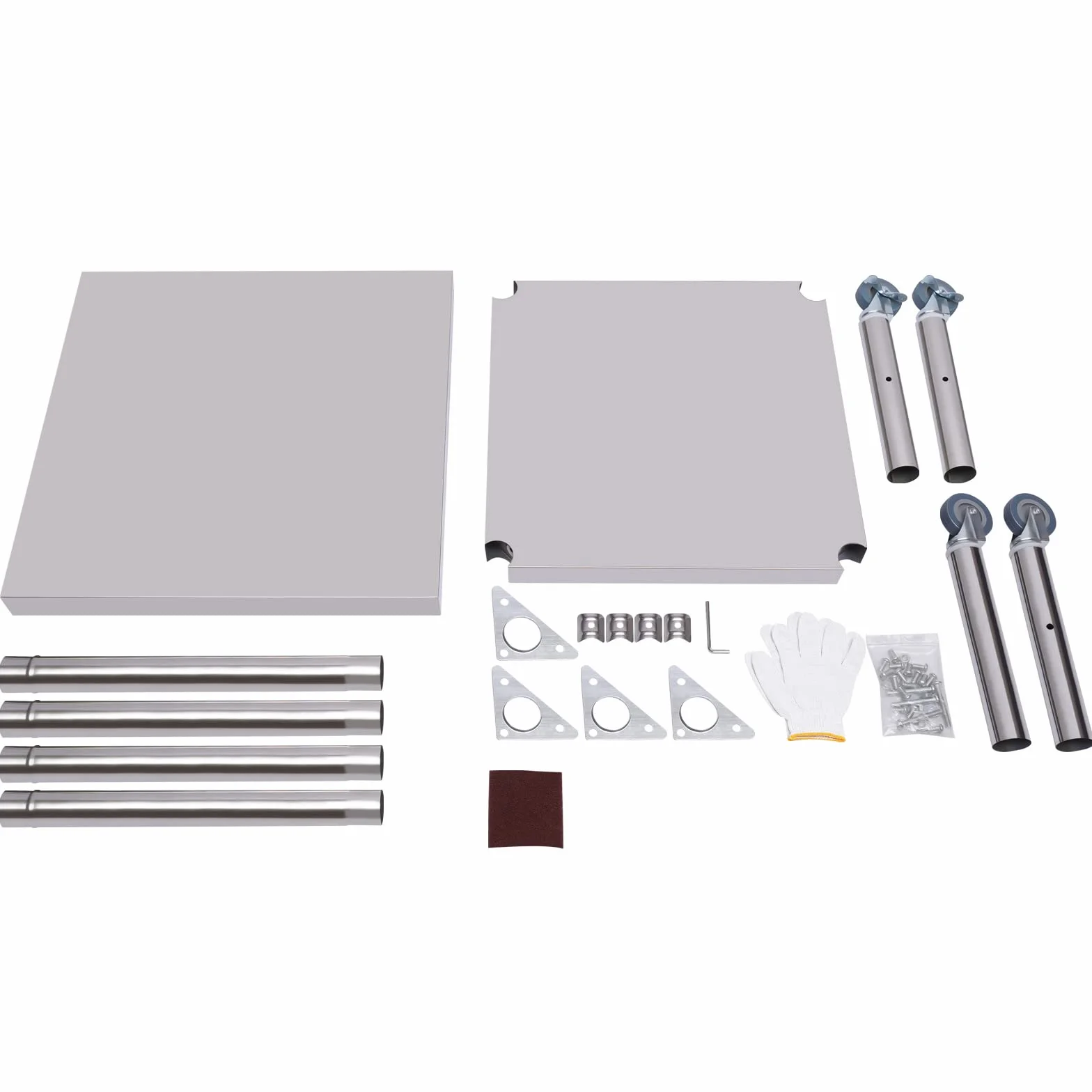 Tavolo da lavoro in acciaio inox, carrello servizio 60x60 cm, 2 livelli, 300 kg, adatto per cucine, hotel, panetterie, ristoranti