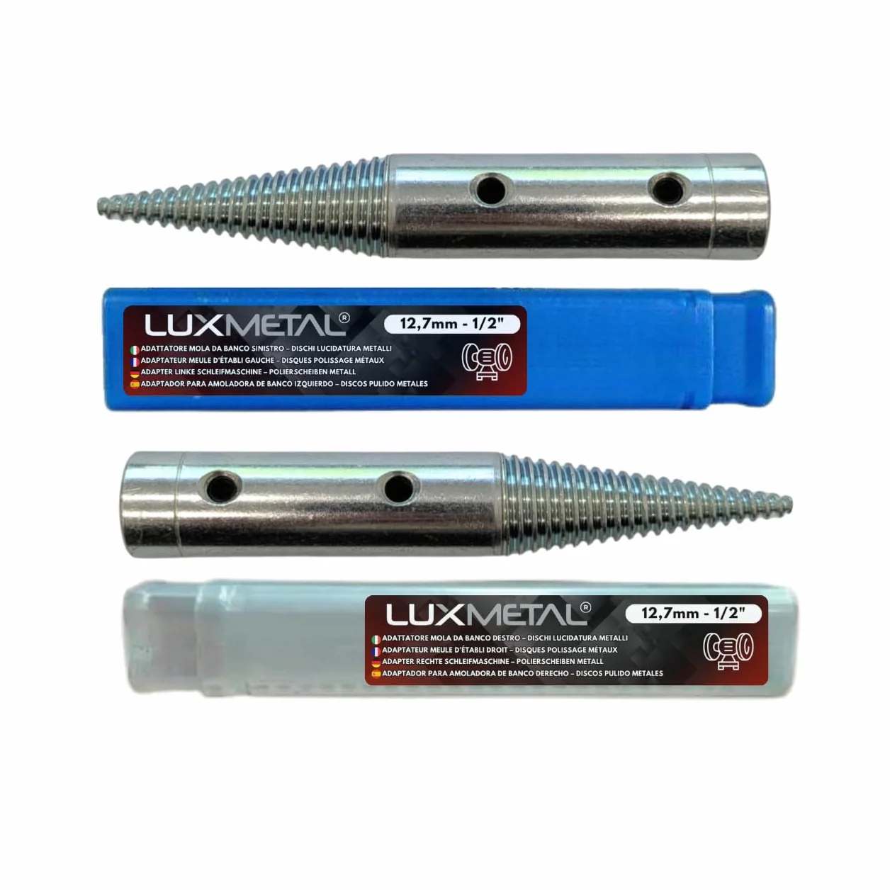 Perno Adattatore Mandrino Conico Destro e Sinistro 12,7 mm - 1/2" per Disco Lucidatura per Mola da Banco Portadisco Ruote Lucidanti Sisal Cotone Flanella Accessorio Lucidatrice Dischi Smerigliatrice