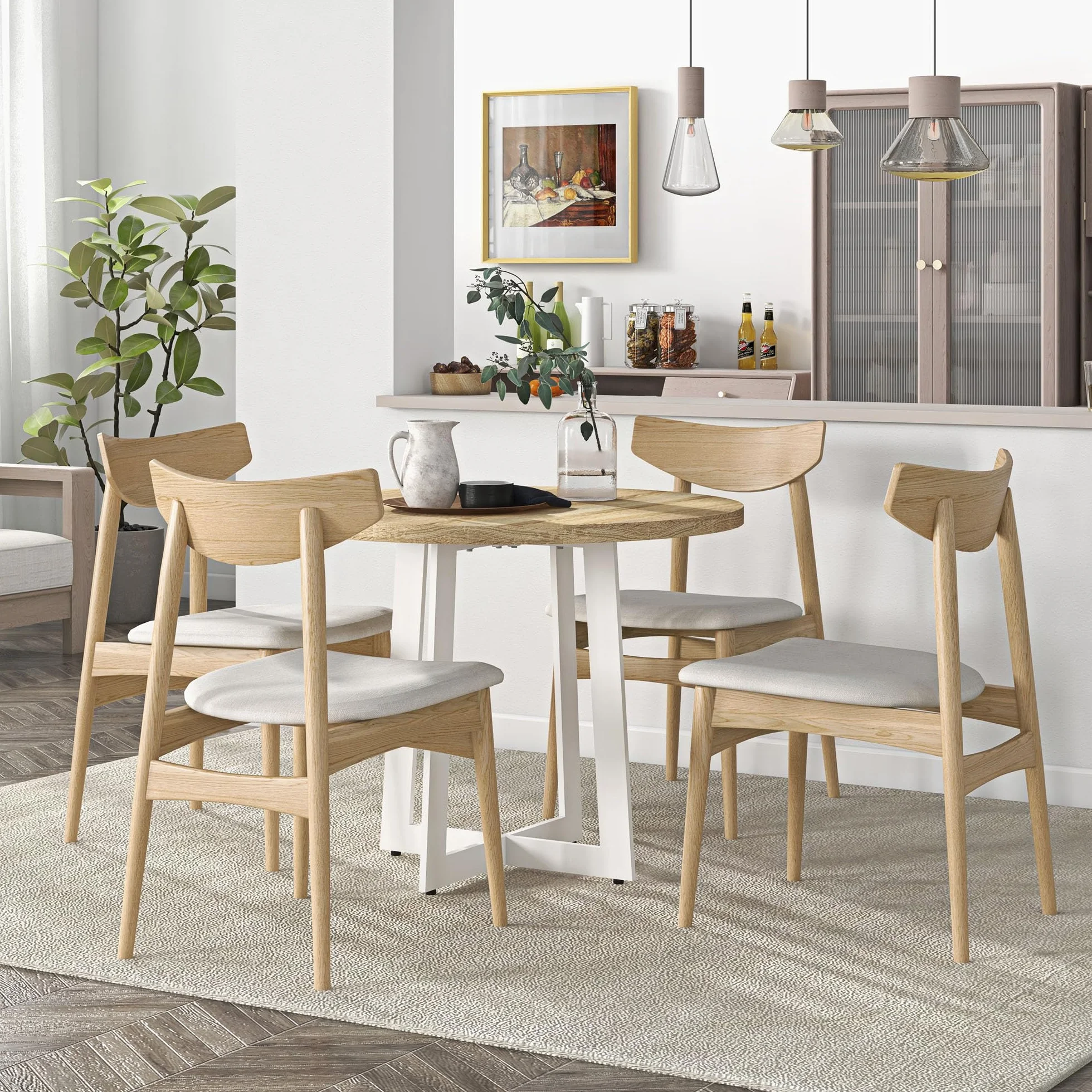HOMCOM Tavolo da Pranzo Rotondo Ø100x75cm Bianco per 4 Persone