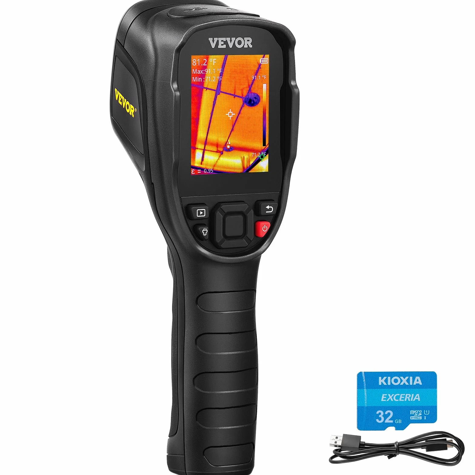 VEVOR Macchinetta Termocamera a Infrarossi Portatile Risoluzione IR da 240 x 180 Pixel Sensibilità Termica 40 mK, Termocamera Corporea Infrarossi Portatile con Scheda SD 16 GB Temperatura -20℃ a 350℃
