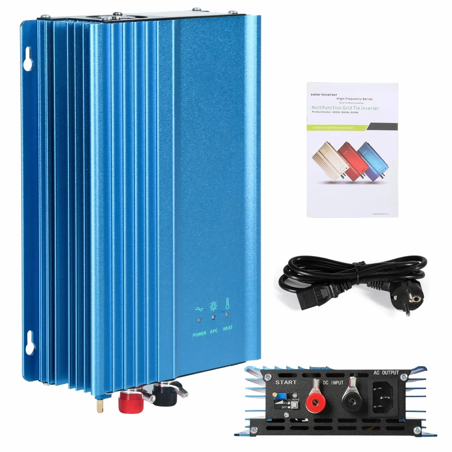 Jadeshay Inverter Solare,500W Grid Tie Inverter MPPT Micro Inverter DC 26V-42V per Pannelli solari e Scarico della Batteria a 24V,Pure Sine Wave Uscita 30W-250W Potenza Regolabile