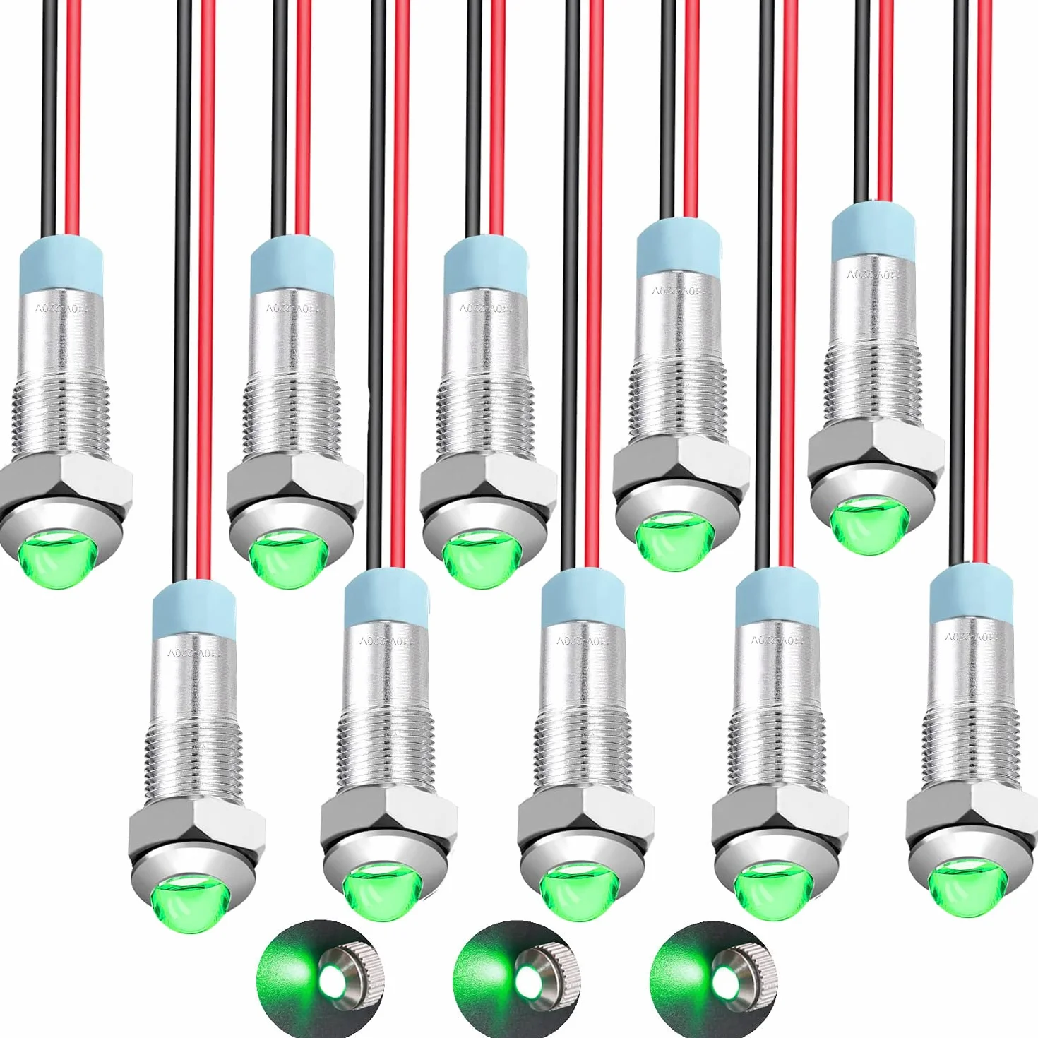 RUNCCI-YUN 10 pezzi 110V-220V 6mm Indicatore LED Metallico Luci di Segnalazione LED Lampada spia