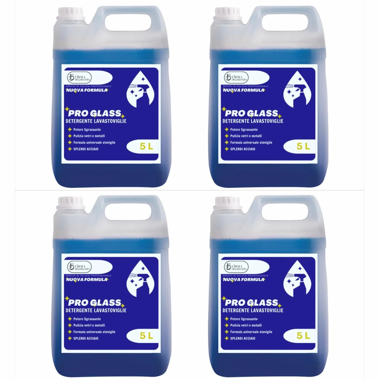 Detergente Lavastoviglie professionale PRO GLASS concentrato liquido, anticalcare disincrostante cristalli e stoviglie per bar e ristoranti | Tanica detergerne 6 KG contentrato - 1pz
