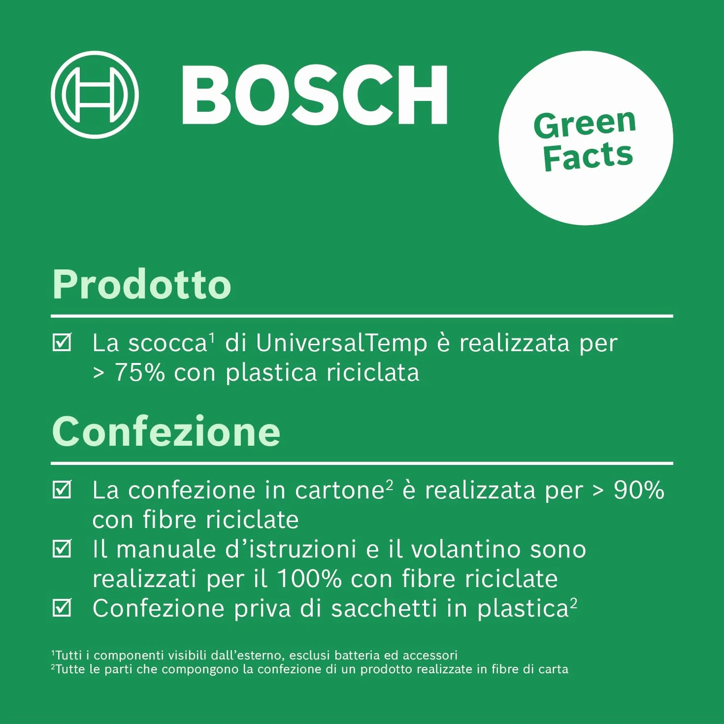 Bosch UniversalTemp termometro a infrarossi -30 °C...+500 °C 3 gruppi di materiali predefiniti