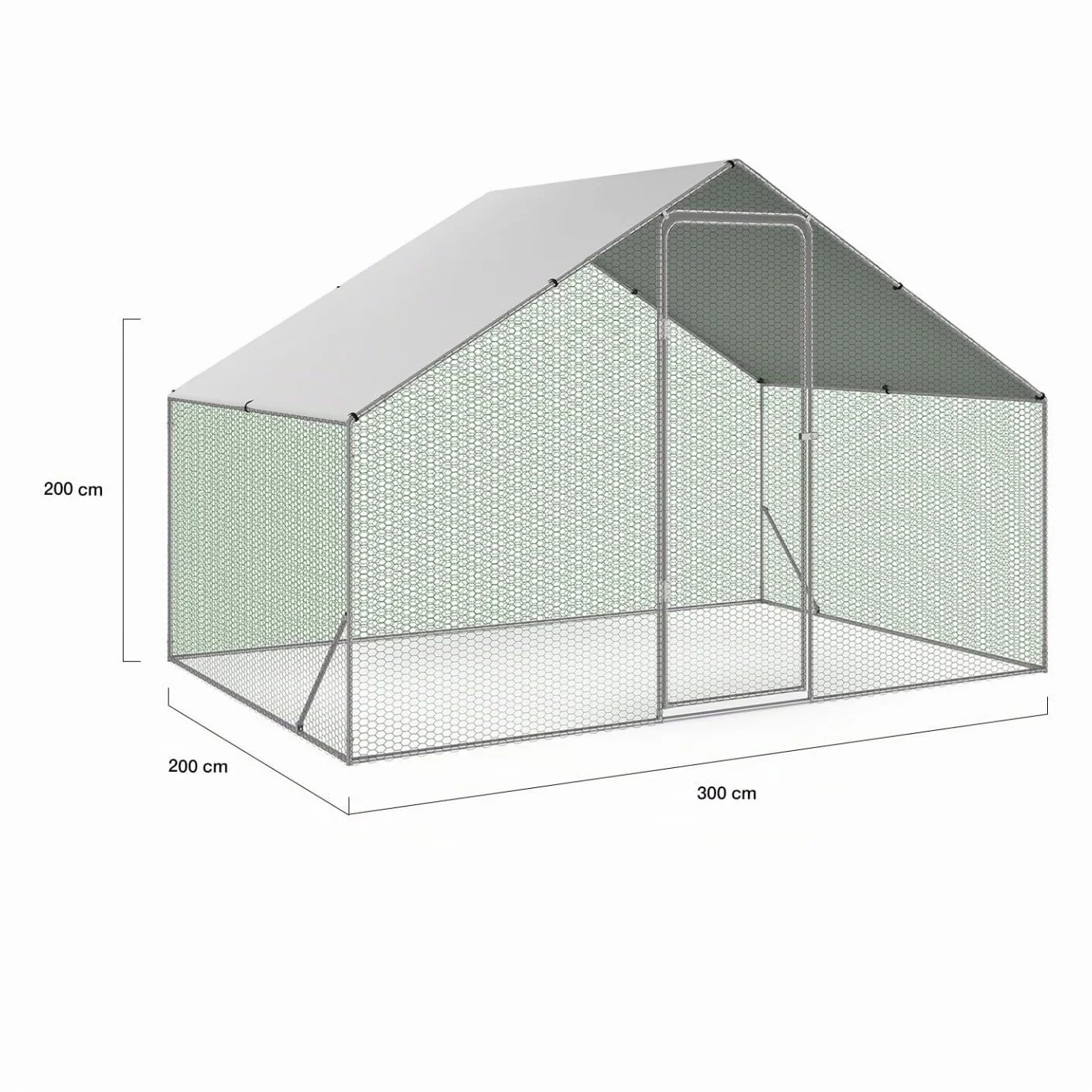 IDMarket Recinto per pollaio da 6 m² e 3 x 2 m, in acciaio zincato