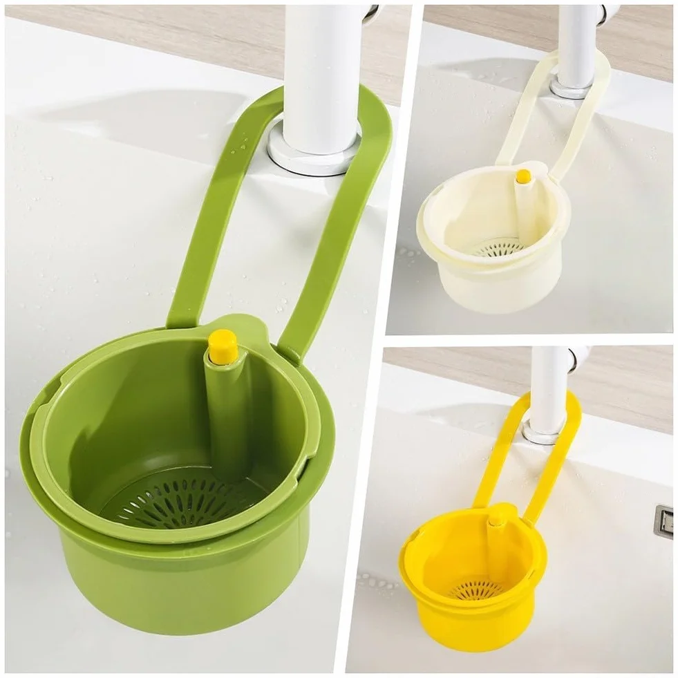 Cestello per lavello da cucina con design sospeso per un efficiente drenaggio dei rifiuti alimentari, pulizia della frutta e gestione igienica dello spazio della cucina (verde)