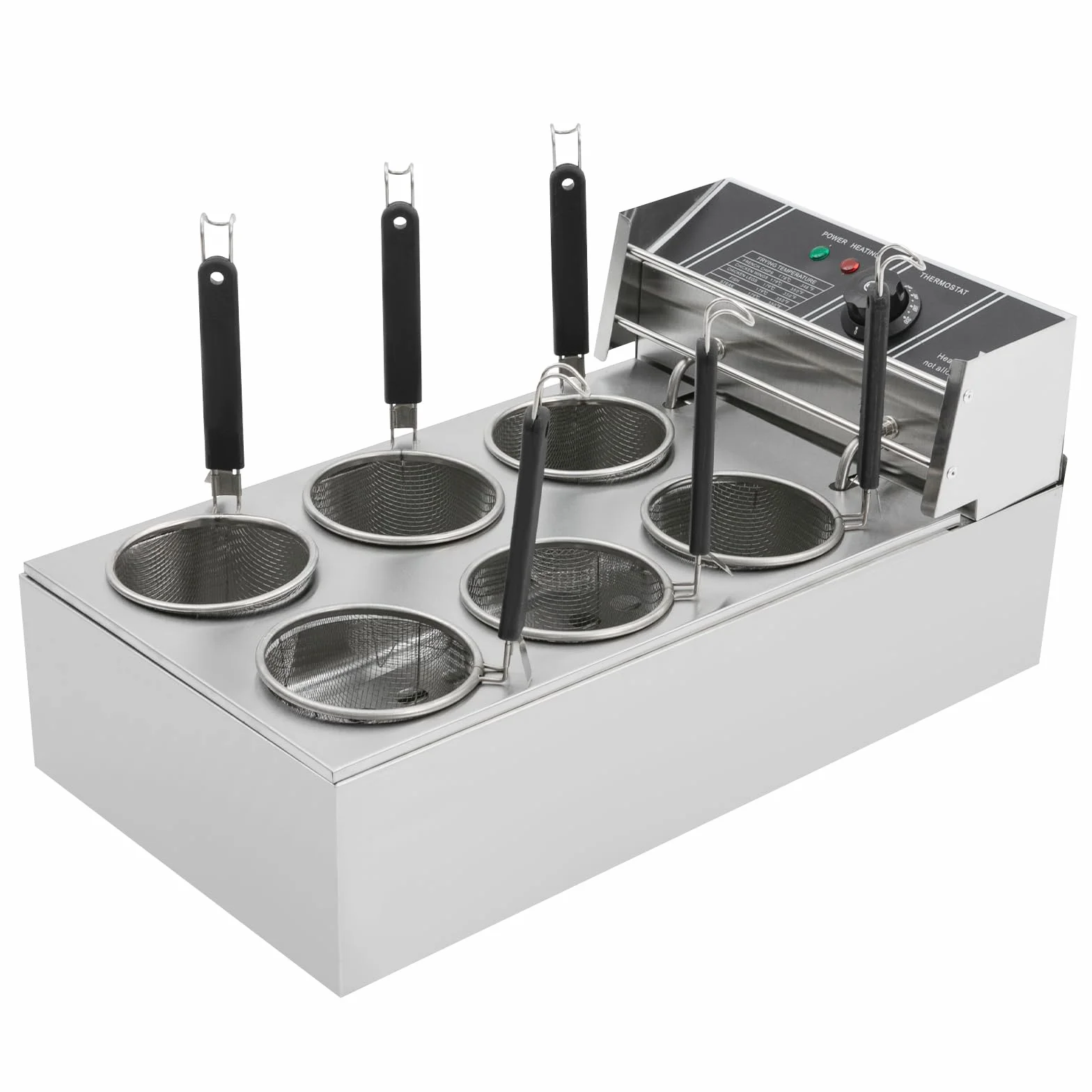 Cuocipasta Elettrico Professionale Cuocipasta 6 Cestelli 2000W Cuocipasta Acciaio Inox 20L 60-200°C per Feste, Banchetti ed Eventi Catering