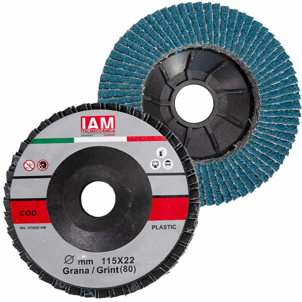 IAM Disco Lamellare Zirconio per Smerigliatrice 115x22mm Flap Disc Professionale Lamella Singola con Supporto in Nylon | Disco Abrasivo per Acciaio Inox e Metallo | Alta Durata | Grana 80 | 10 pezzi