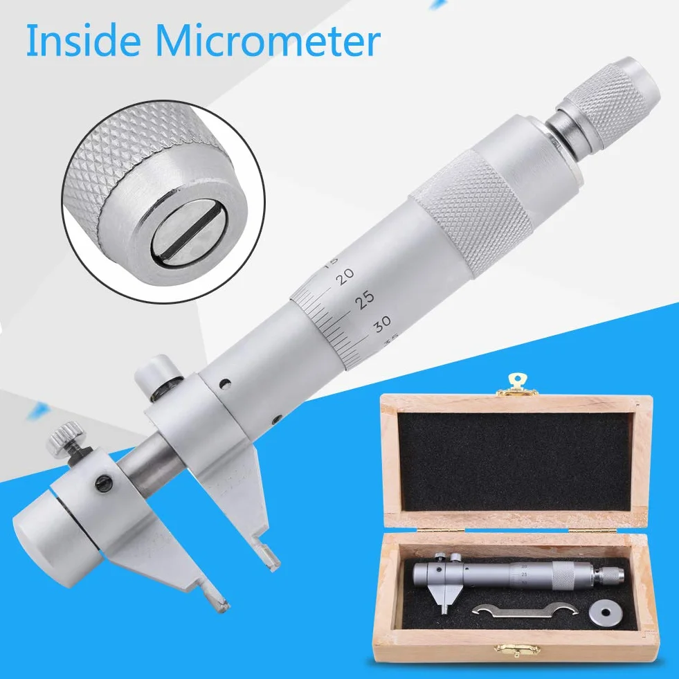 Set Micrometro Interno micrometro interior Calibro per Fori Micrometrico in Acciaio Inossidabile, con Chiave Gamma 5 a 30 Mm, Precisione 0,01 Mm,di Marcatura Chiara Micromètres d'intérieur
