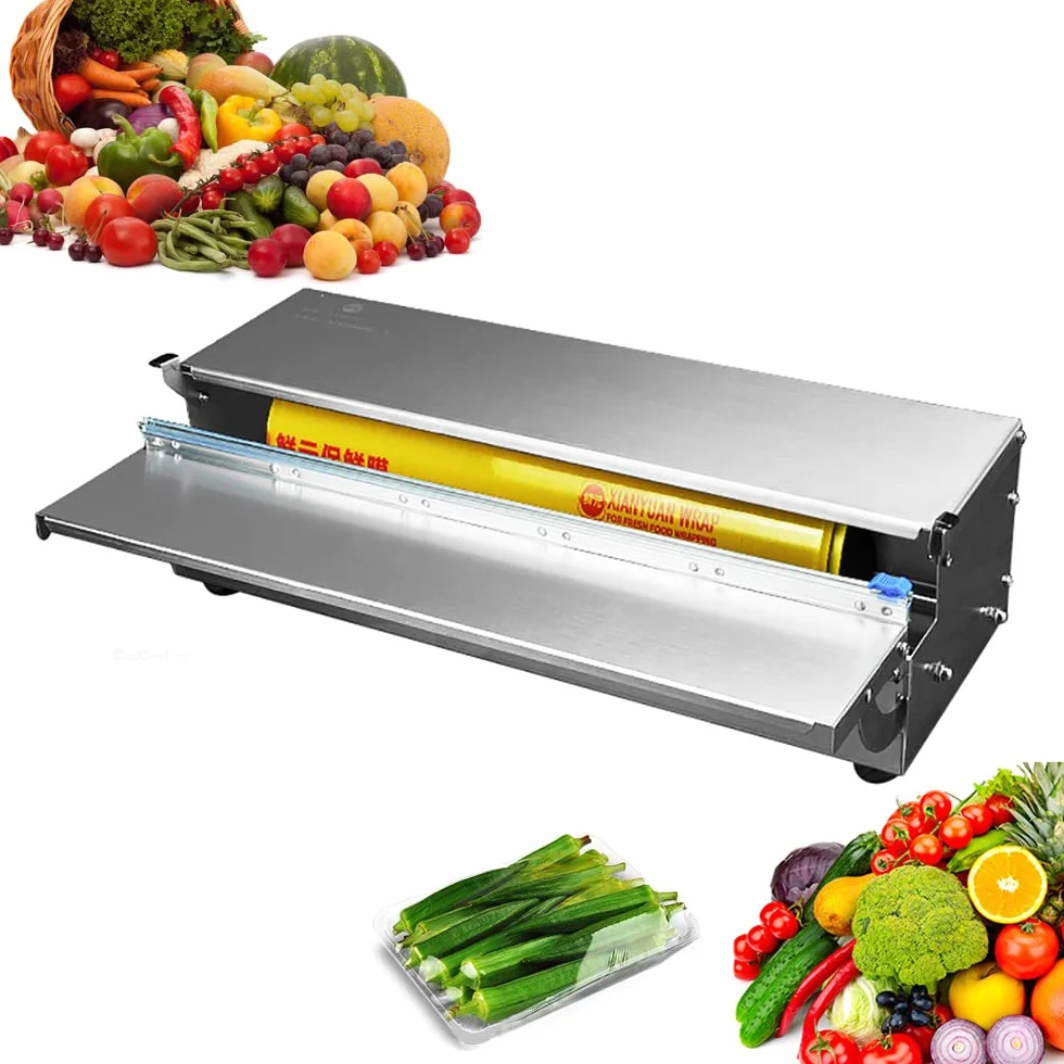 Avvolgitore di pellicola con tagliera,Macchina avvolgitrice a mano da 18"/45 cm,Macchina per l'imballaggio di pellicola trasparente per l'imballaggio di frutta alimentare nel supermercato Frutta Shop