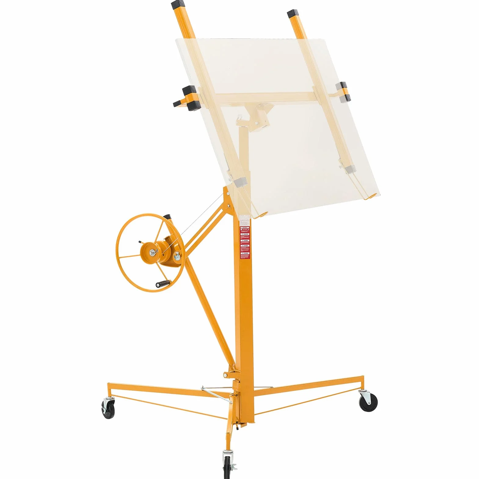VEVOR Sollevatore per Cartongesso da 3,35 m, Portata 68 kg, con Braccio Telescopico Regolabile da 1,2 a 2,9 m, Ruote Bloccabili, Strumento di Sollevamento per Montaggio a Soffitto, Giallo