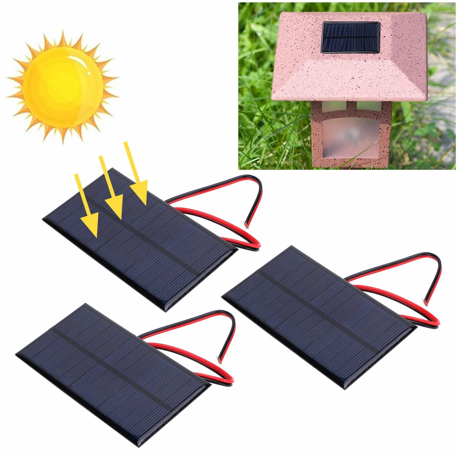 Pannello Solare DC 6V 1W Polysilicon Cella Silicio Caricabatterie Micro Modulo Energetico Rettangolare