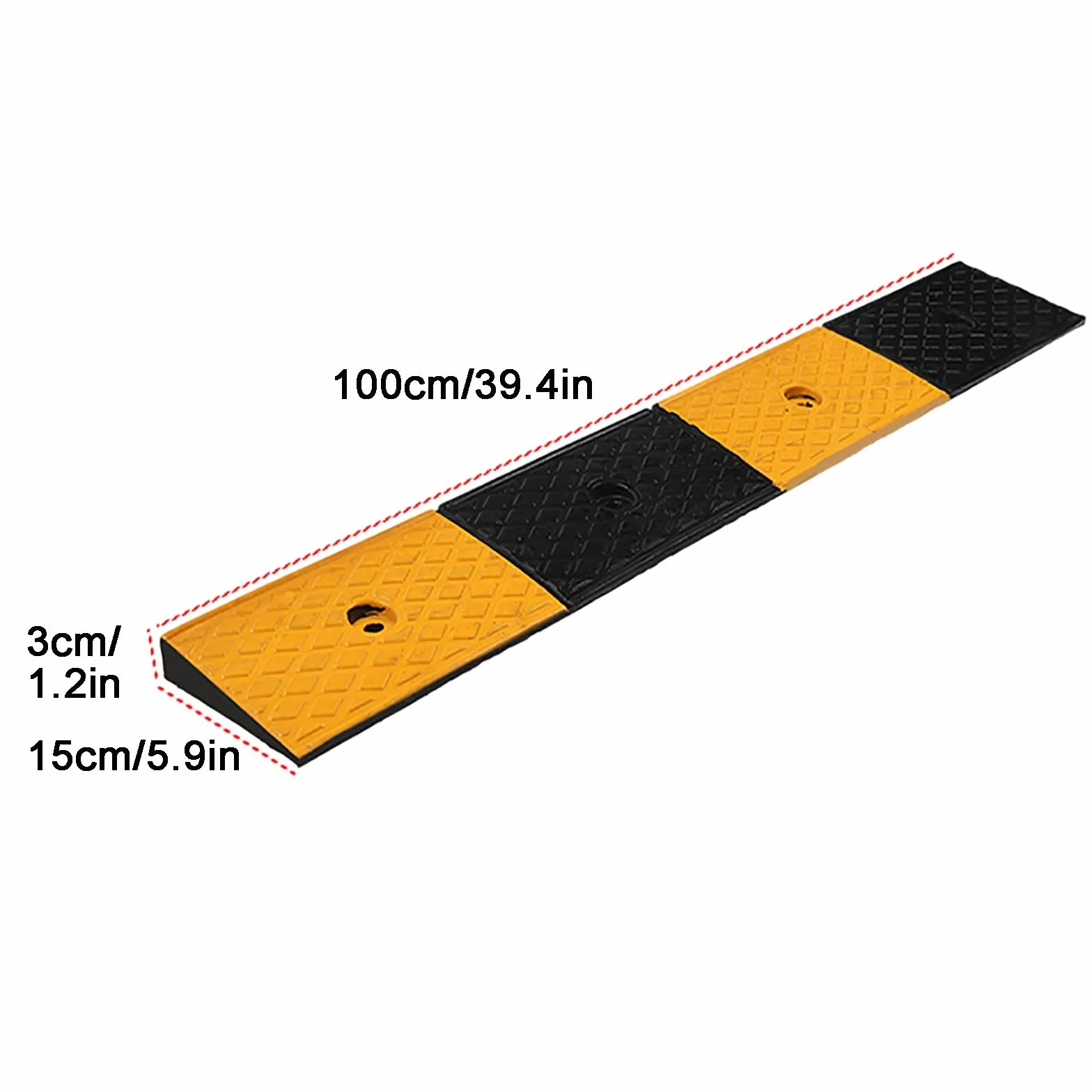 Correttore Di Marciapiede Rampe Di Marciapiede In Gomma, Rampe Portatili Per Soglia Della Porta, Rampa Per Sedia A Rotelle, 1,2-2" Rampa Del Ponte Sul Marciapiede Della Copertura (100x15x3cm)