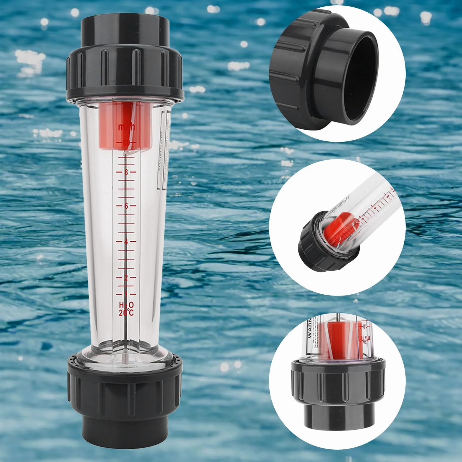 mumisuto Misuratore di Portata Istantanea LZS-40, Flussometro per Acqua Tubo in Plastica, 1-10 m³/H