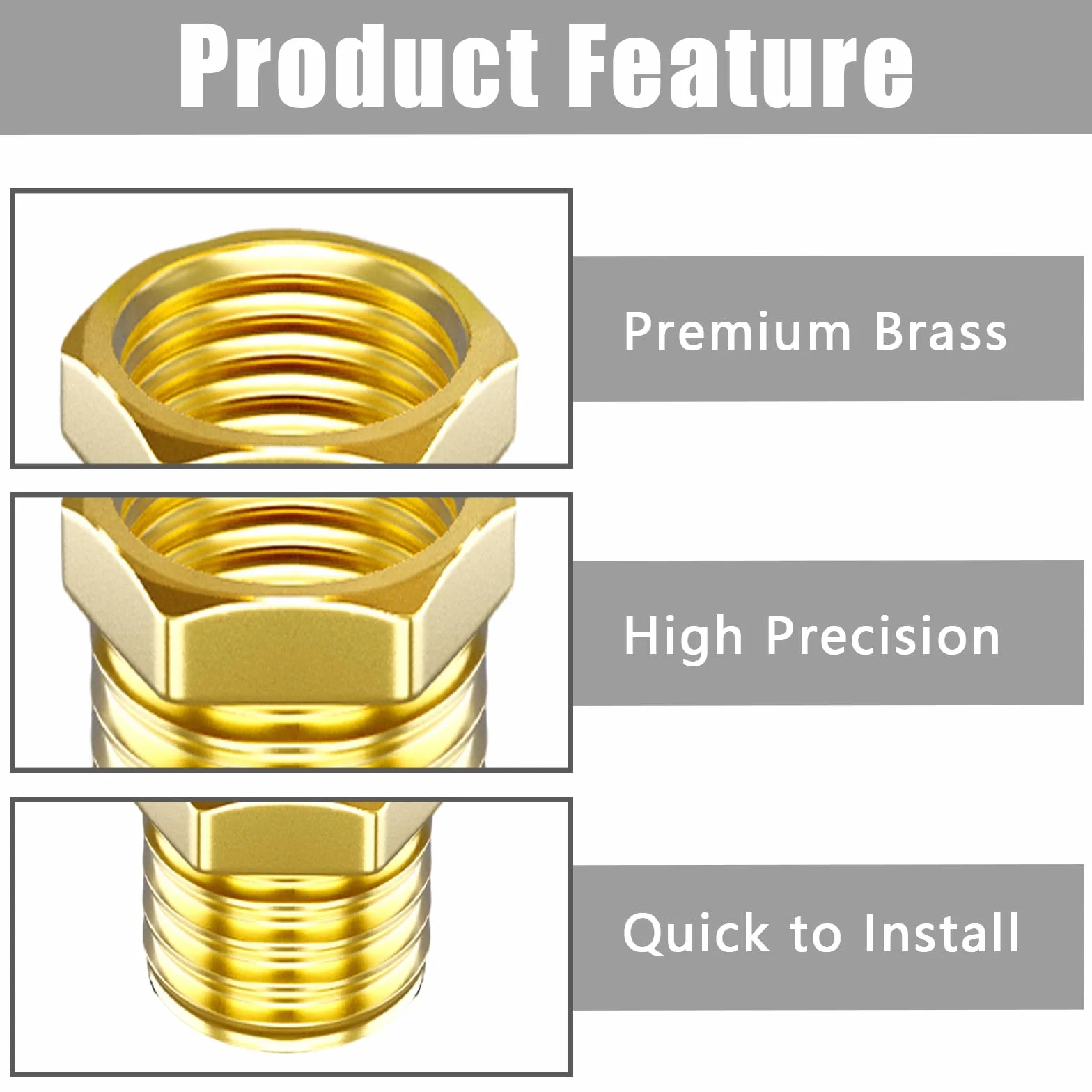 Riduttore in ottone 1/8 a 1/4 pollici filettatura esterna 1/4" x interna 1/8" raccordo per tubo 6 pezzi