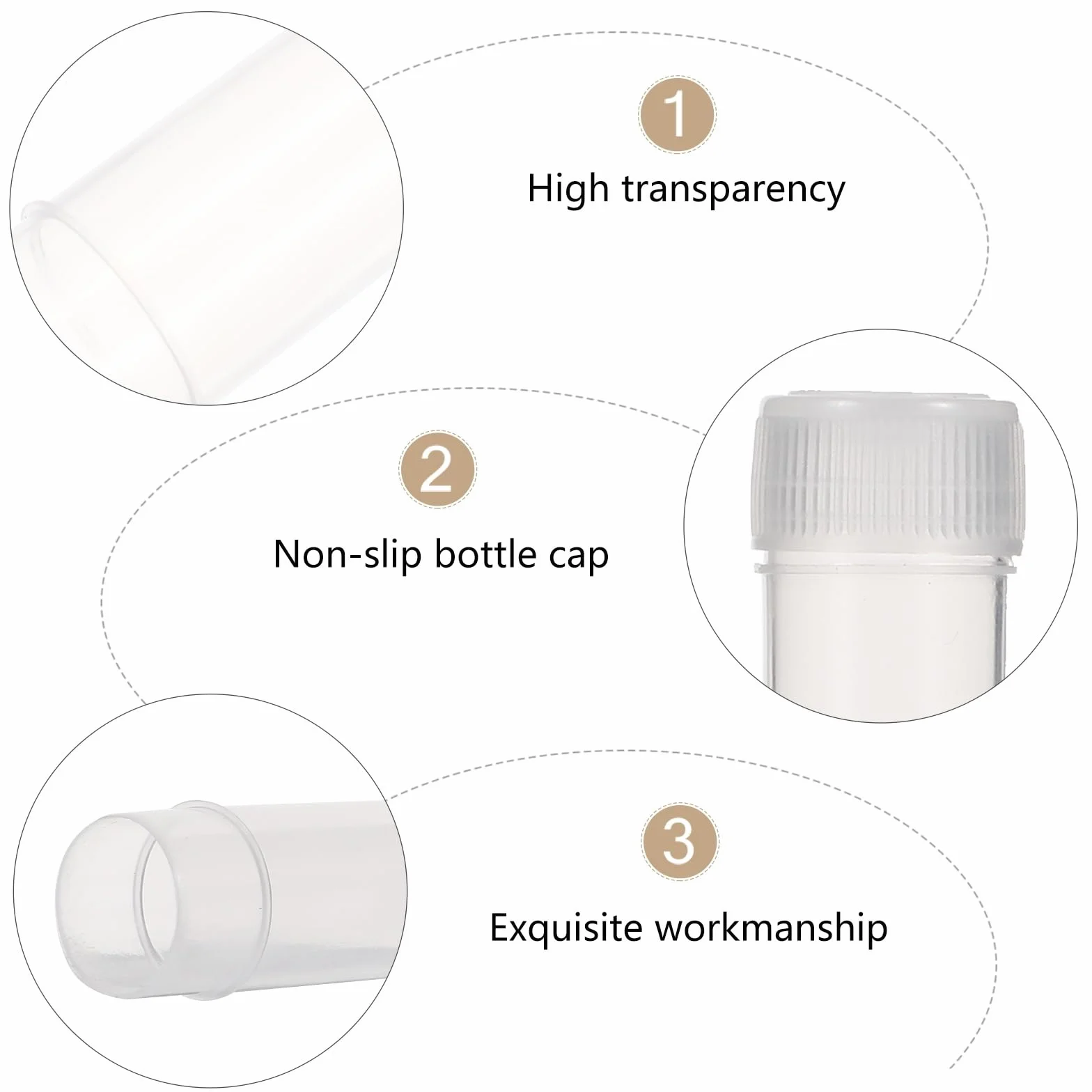 VILLCASE - Confezione da 100 flaconi da 5 ml, in plastica trasparente, con coperchio, contenitore per provette per piccoli oggetti