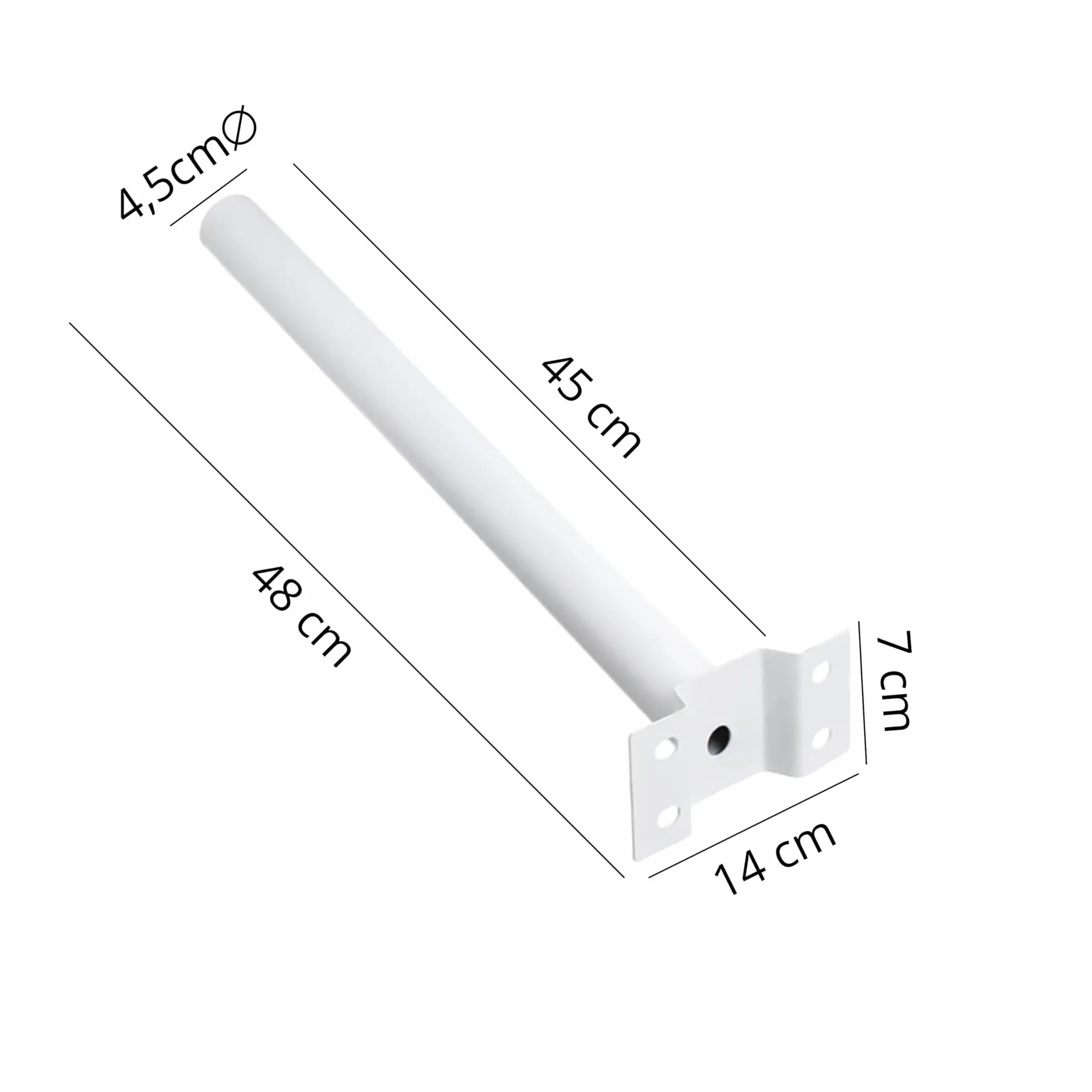 YASTA Palo Per Lampione Solare 48 Cm Staffa Bianca Per Lampione Stradale Palo Antenna TV Supporto Per Faro Led Da Esterno Stradale Braccio Per Muro Parete (2)