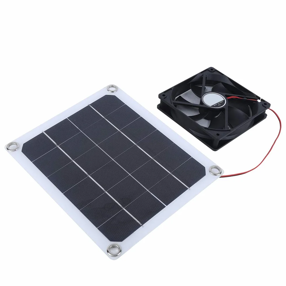 Sistema di ventole per mansarda ad energia solare, potente ventola di ventilazione e set di pannelli solari da 10 W per serra, soffitta, timpano, ventilazione di raffreddamento del magazzino