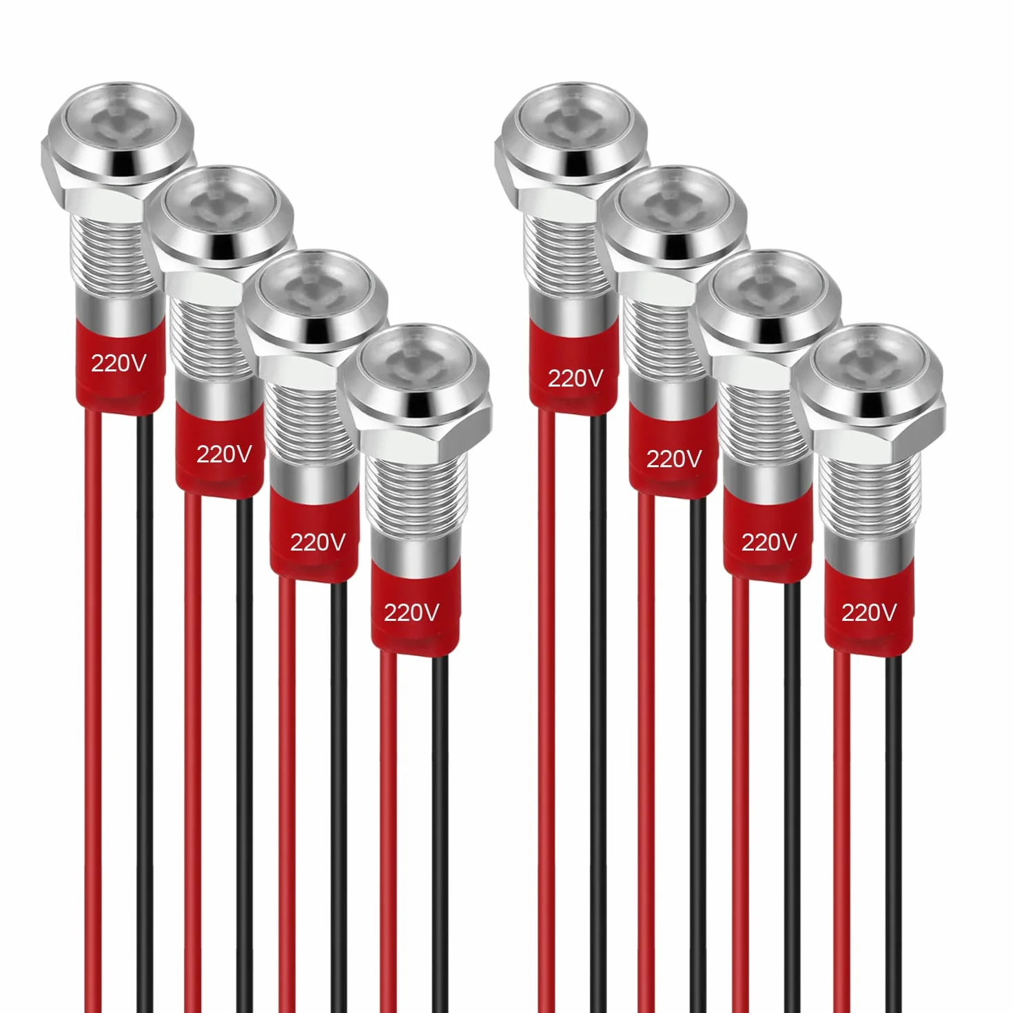 GUUZI Luminose a LED da 6mm, 220V-230V, Impermeabili con Piastra Metallica, Montaggio a Pannello, Testa Piatta (Bianco)