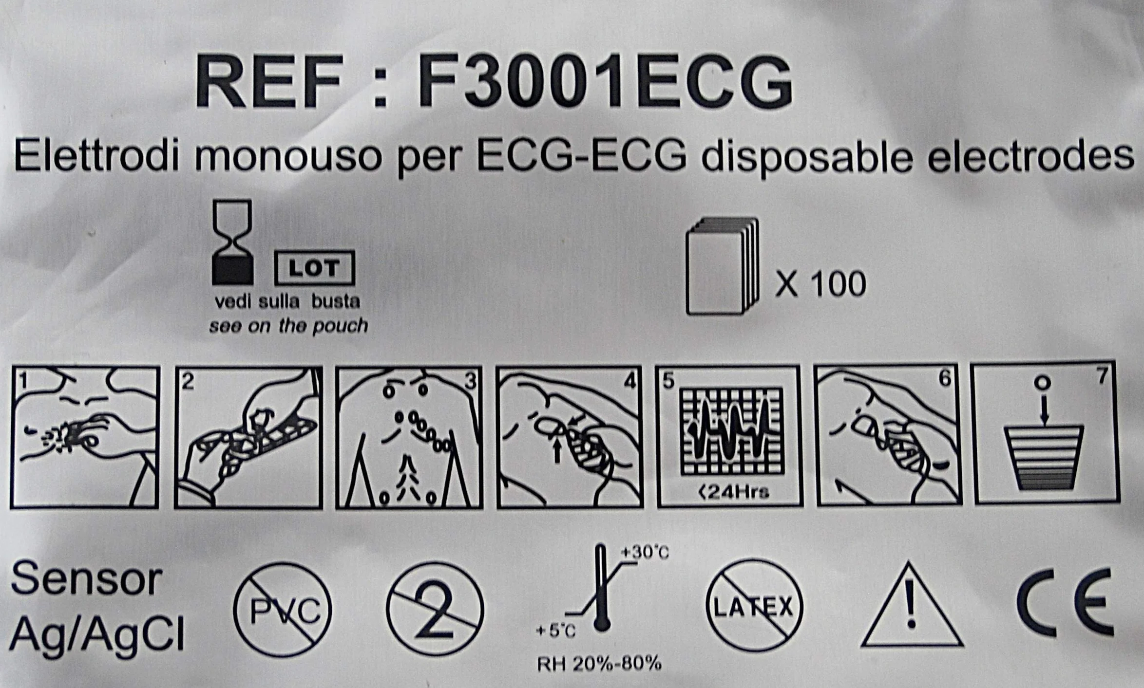 Fiab F3001ECG Elettrodi a Francobollo Pregellati Monouso per ECG 23 x 34mm
