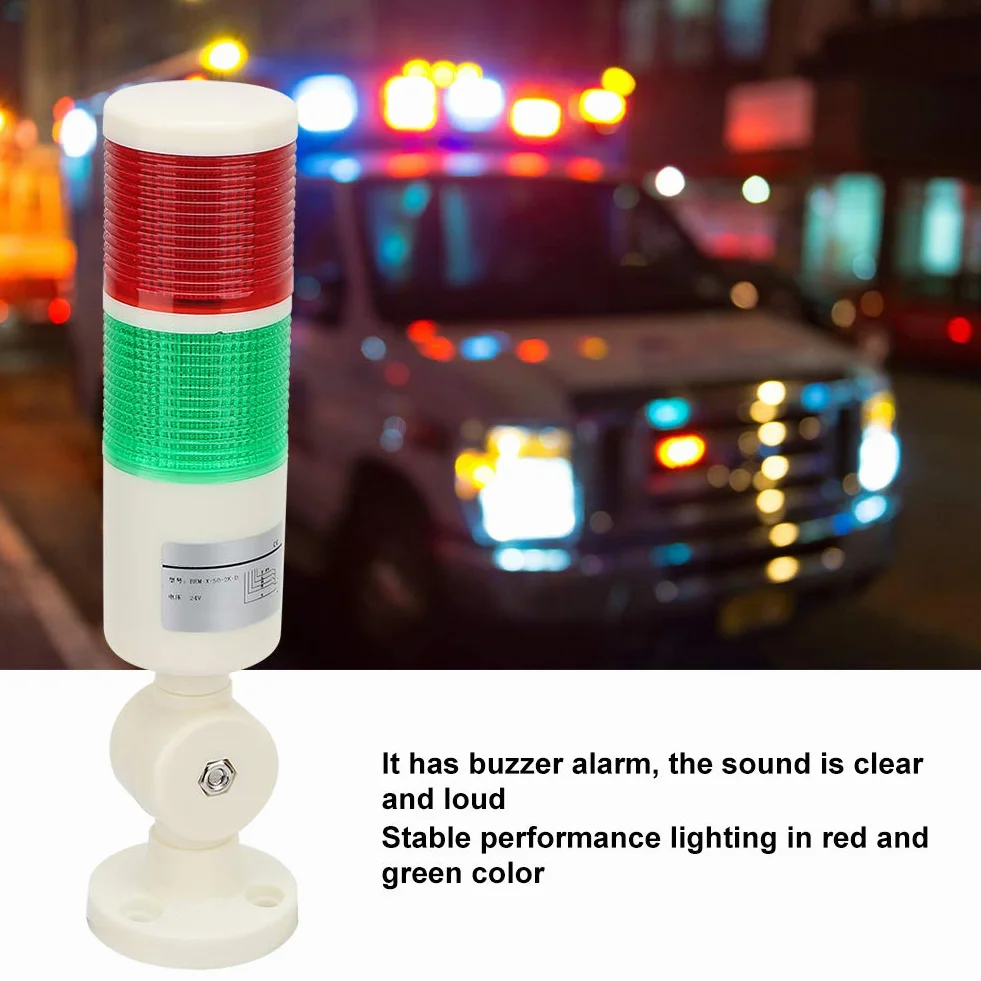 Segnale luminoso di avvertimento Segnale di allarme Luce 24V Rosso Verde Lampada Indicatore luminoso d'avvertimento della torre con segnale acustico e cicalino