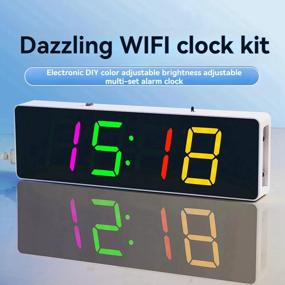 Kit elettronico fai da te digitale RGB LED colorato sveglia Suite 4Digit data temperatura orologio saldatura pratica progetto, B