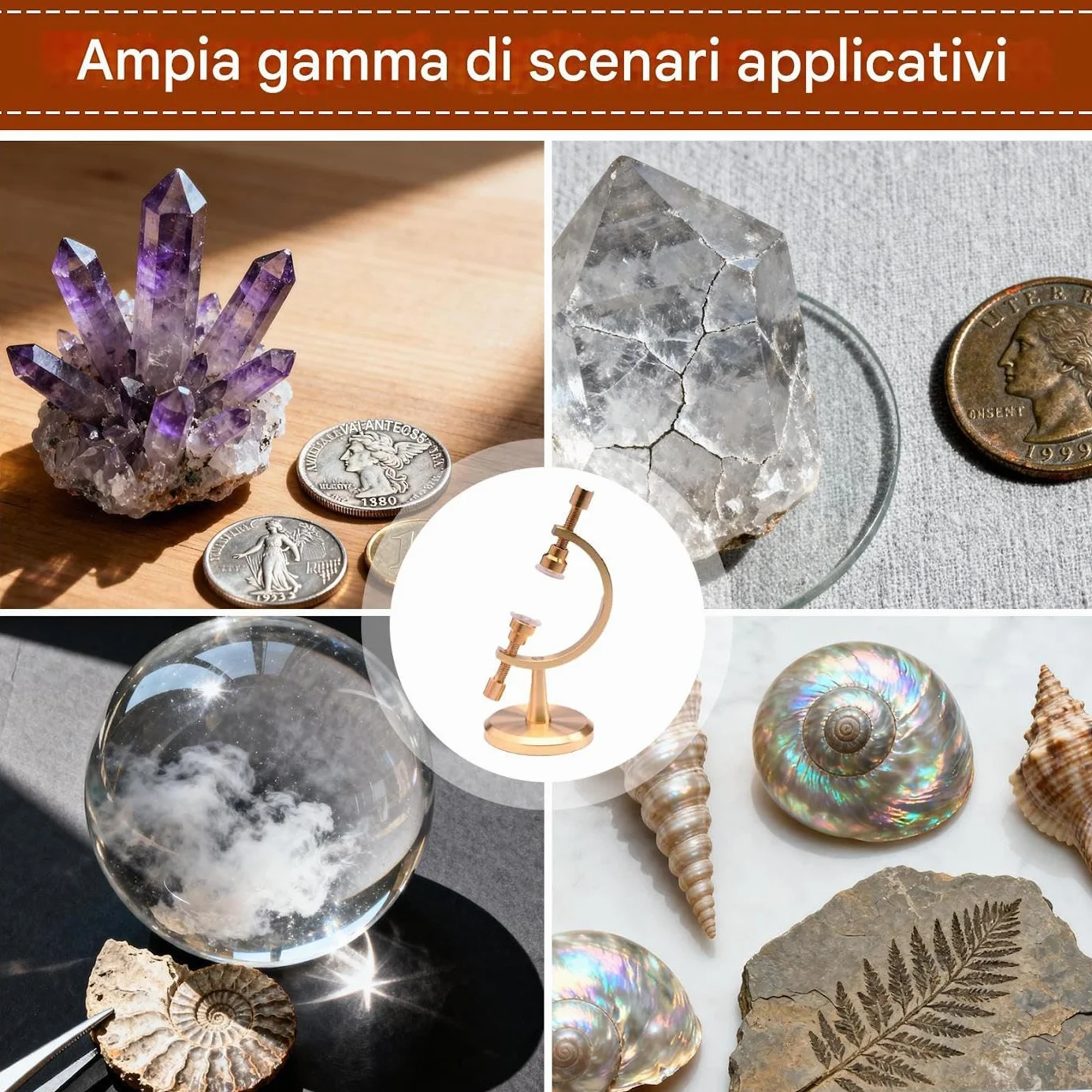 Supporti per Cristalli da Esposizione - Base Regolabile per Minerali,Con Clip Imbottita Di - Per Campioni Gemme Fossili Oggetti Da Collezione Arte Artigianato Libreria Tavolo