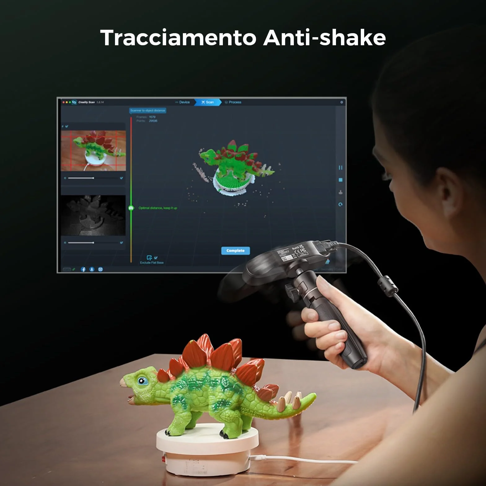 Creality CR-Scan Ferret SE - Scanner 3D per Stampa 3D, 0.1 mm Precisione Scanner da Tavolo con Tracciamento Anti-Shake, 24 Bit Full-color, 30 FPS (Velocità Scansione) per Windows macOS