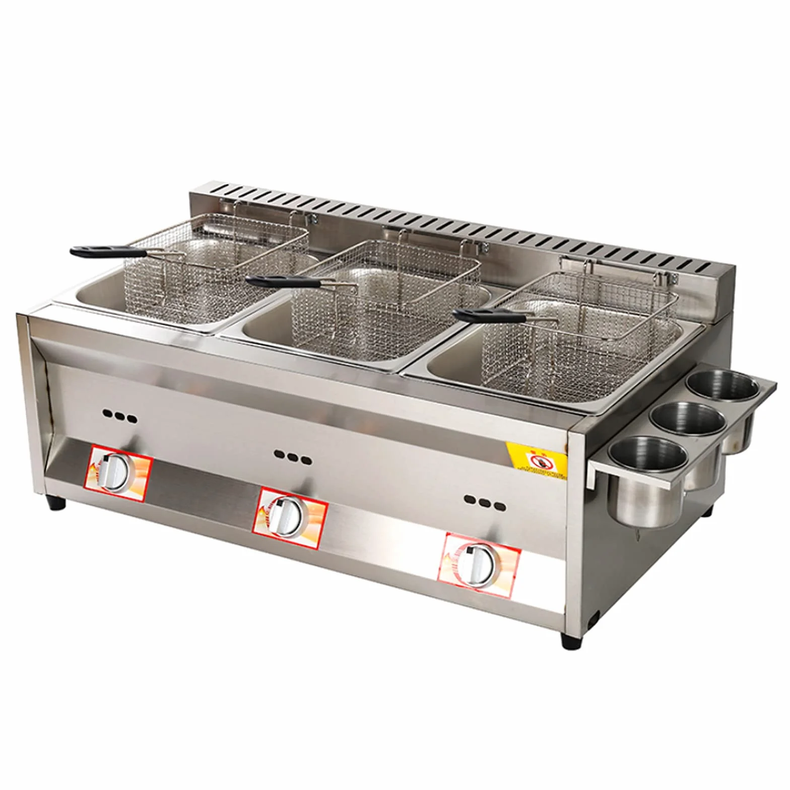 Deep Fryer Friggitrice a Gas da 22 Litri, da banco in Acciaio Inossidabile Leggero Commerciale, accensione Elettronica a impulsi Antiscivolo, Risparmio energetico, Facile da Pulire