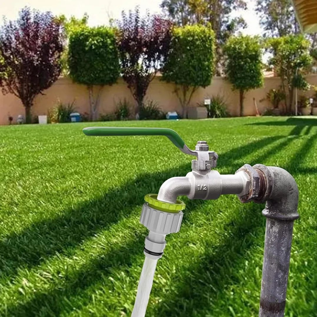 Connettori per Rubinetto 2 in 1 1/2" 3/4" Raccordo Adattatore Plastica Tubo da Giardino Filettato 4 Pezzi