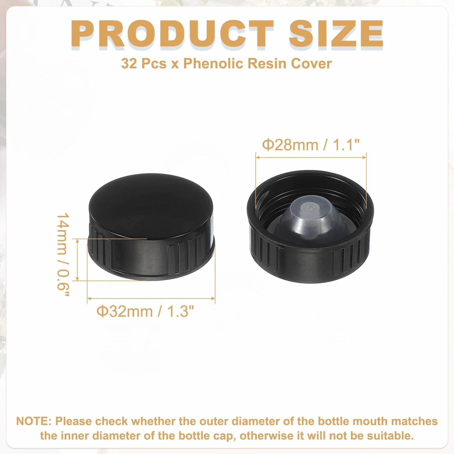 sourcing map 32 tappi a vite in resina fenolica 28 mm neri per bottiglie